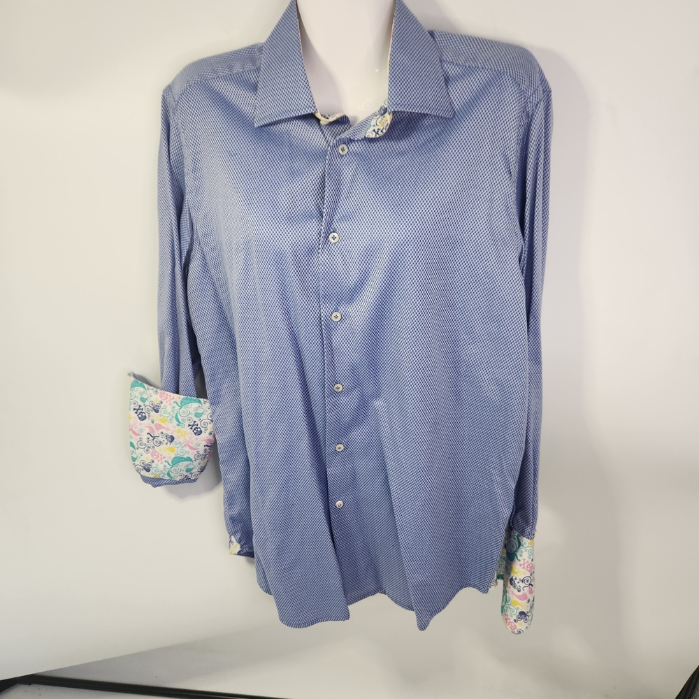 Robert Graham Blue and Floral Accent Shirt